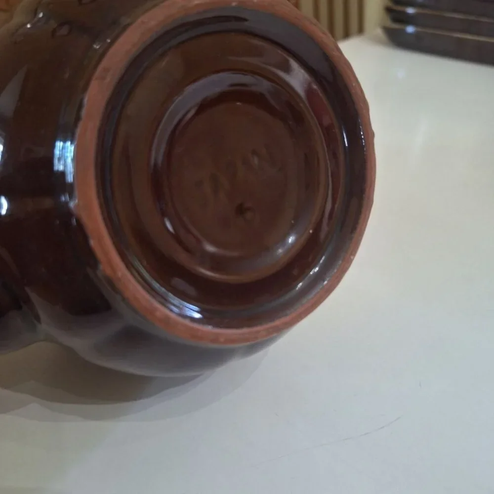 Drip Glaze Teapot Brown Vintage Pottary Japan‎ Lid No Chips 6 Inches Tall